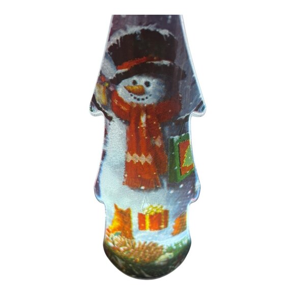 Curved Pressed Glass Christmas Tree Red Gold Holiday Decor - Picture 2 of 5